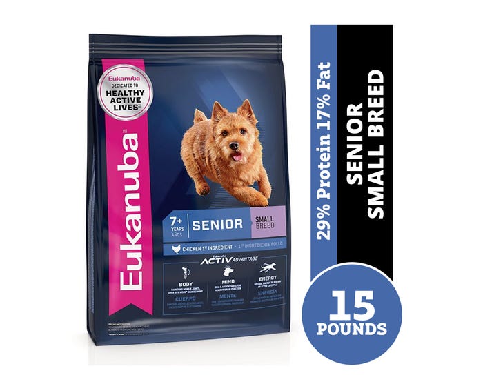 Eukanuba Senior Small Breed Chicken Formula Dry Dog Food， 15 lb. Bag