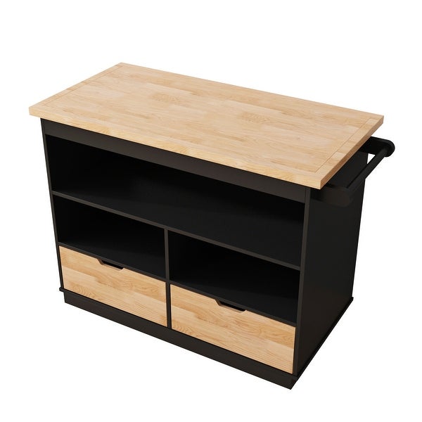 Rolling Mobile Kitchen Cart with 2 Drawers - - 36787483