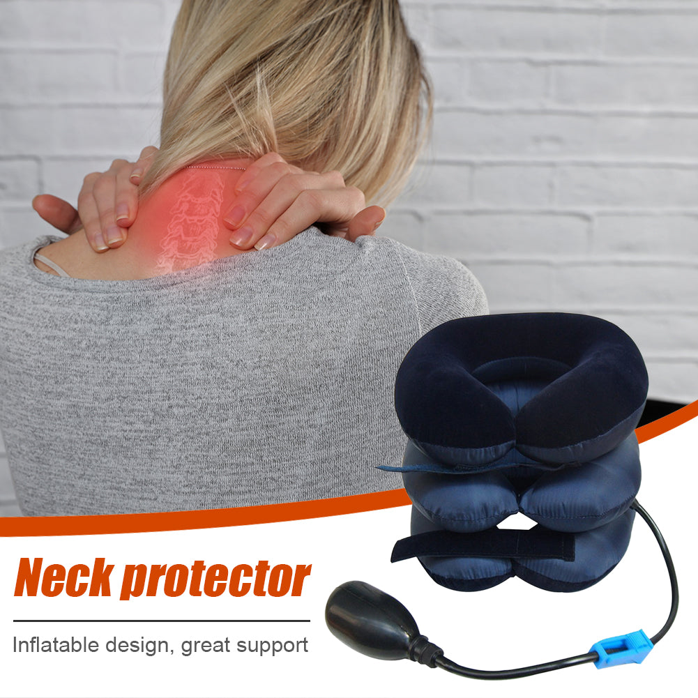 Cervical Neck Traction Device for Instant Neck Pain Relief - Inflatable & Adjustable Neck Stretcher Neck Support Brace, Best Neck Traction Pillow for Home Use Neck Decompression(Blue)