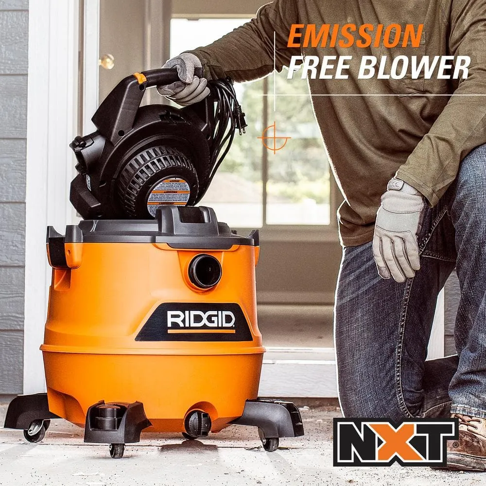 RIDGID 16 Gallon 6.5 Peak HP NXT Wet/Dry Shop Vacuum with Detachable Blower, Filter, Locking Hose and Accessories HD1600