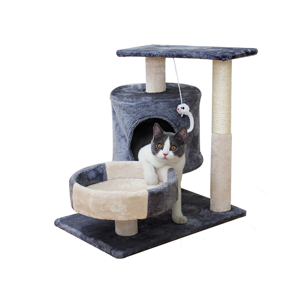 Tianlaimei 26.3inch Cat Tree Climb Tower with Condo and Perches， Gray