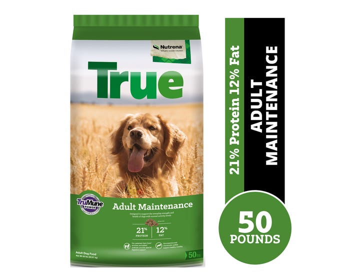 Nutrena True Adult Maintenance 21/12 Dry Dog Food， 50 lb. Bag