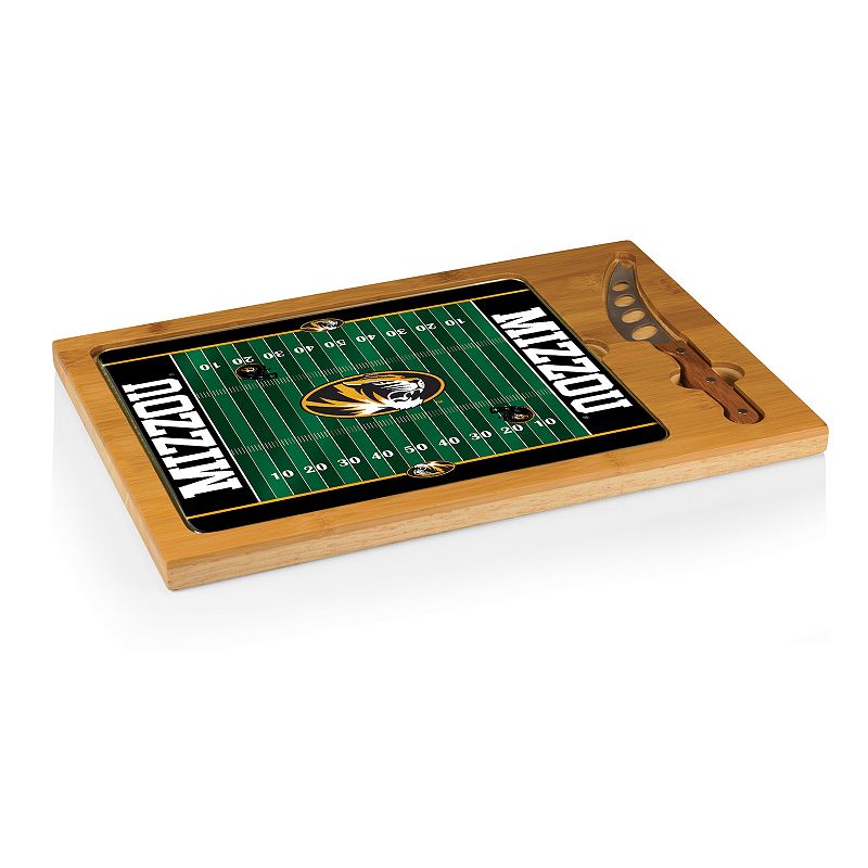 Picnic Time Missouri Tigers Icon Glass Top Cutting Board and Knife Set