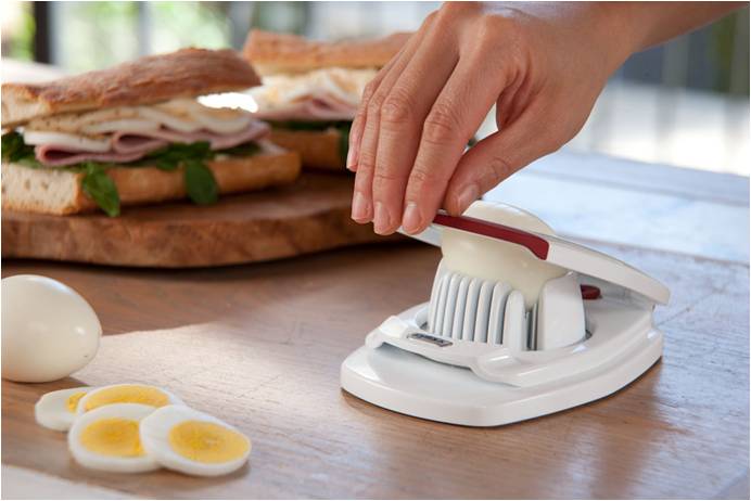 Egg Cutter - Non Slip, Egg Slicer and Wedger with Built in Shell Piercer
