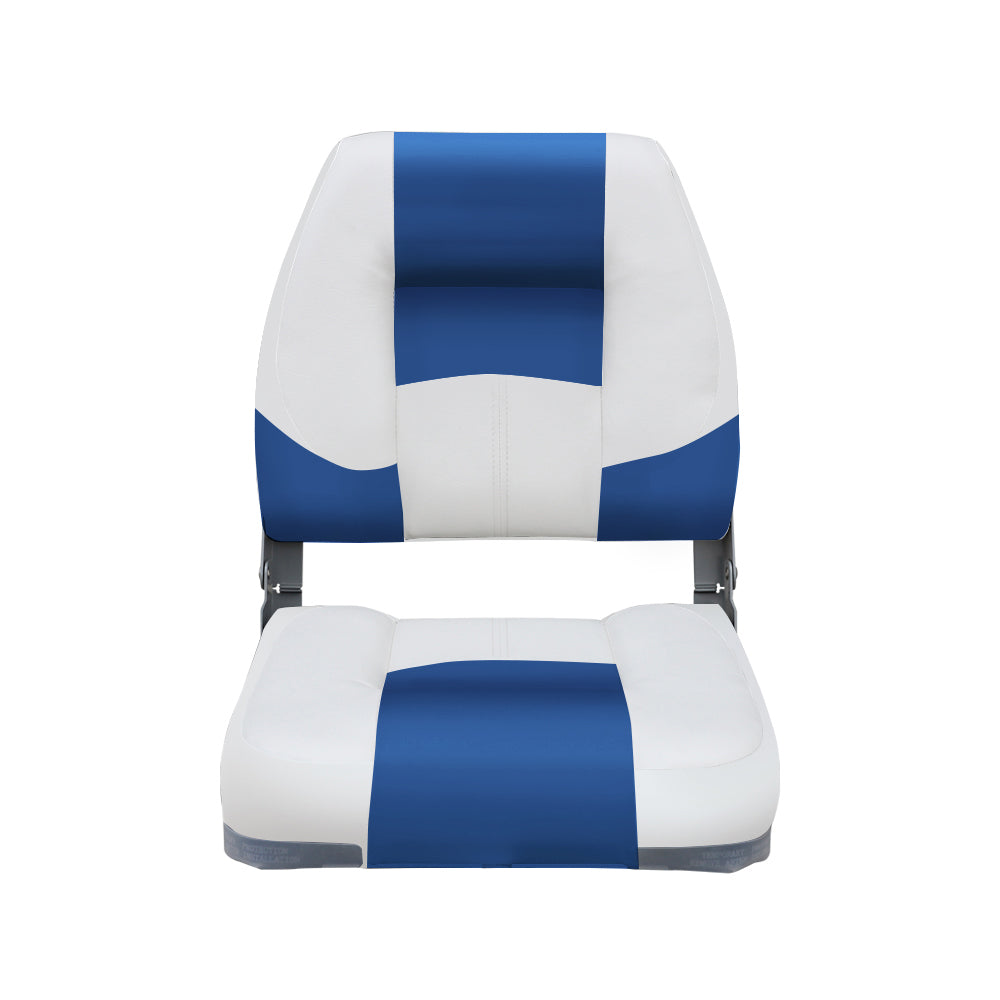 Seamander Deluxe Folding Boat Seat， White/Blue， 2 seats， Fishing Seat 113