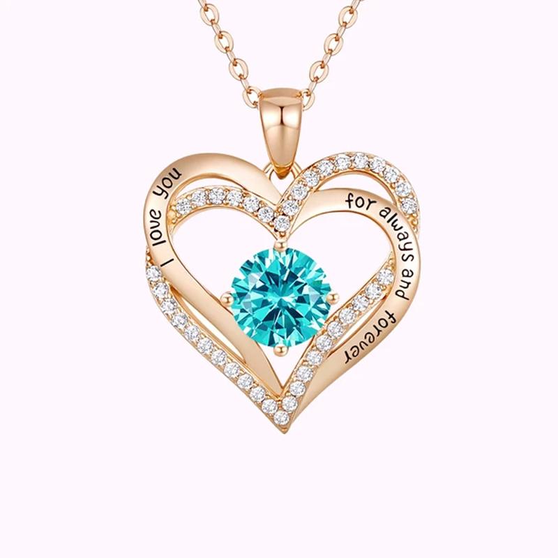 Love Heart Birthstone Pendant Necklace