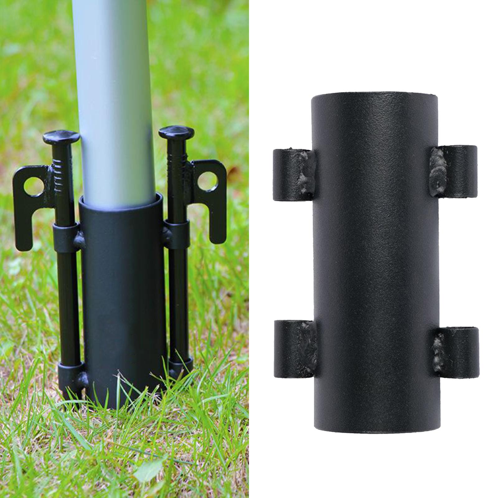Metal Sunshade Pole Ground Holder Frame Tent Awning Canopy Pole Fixing Pipe Outdoor Camping Fishing Camp Column Nail Holder Accessory