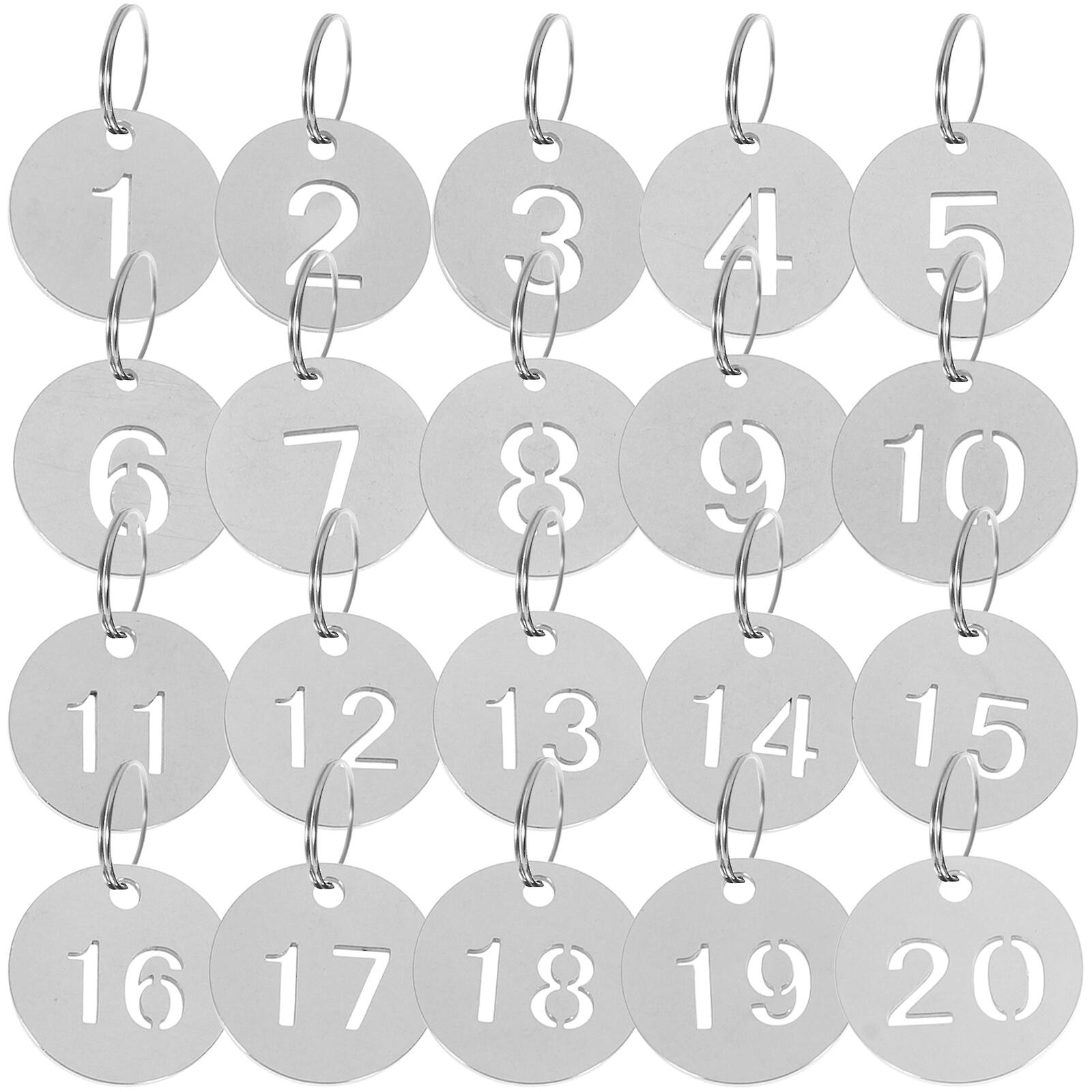 20pcs Stainless Steel Numbered 1-20 Tags Key Tags Stainless Steel Id Tags Luggage Tags