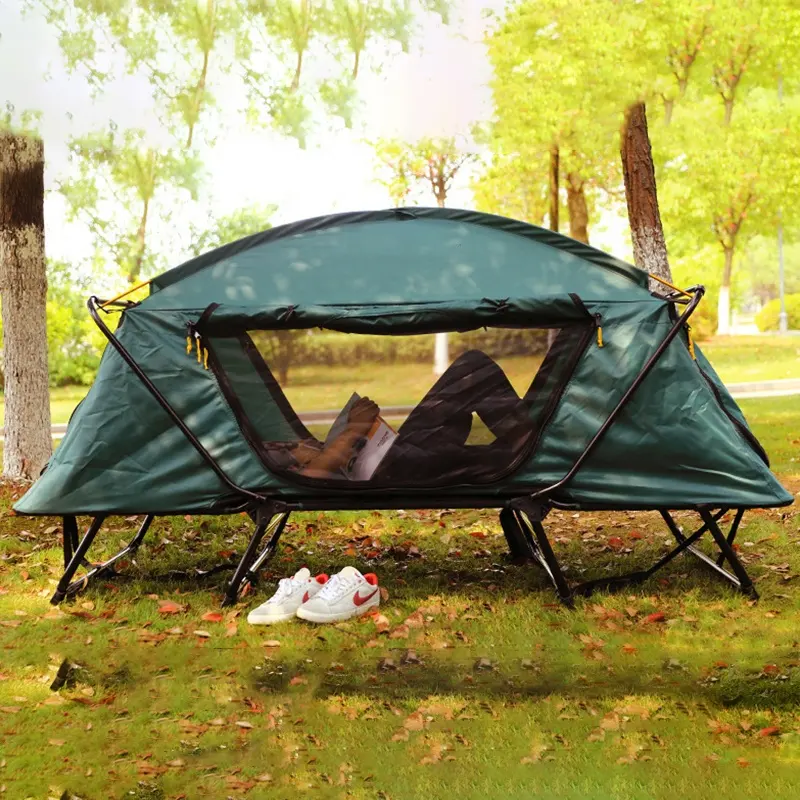 Waterproof Doule Layers Off Ground Camping Folding Tent Moistureproof Fishing Sleeping Tent Cot Foldable Camping Cot Tent