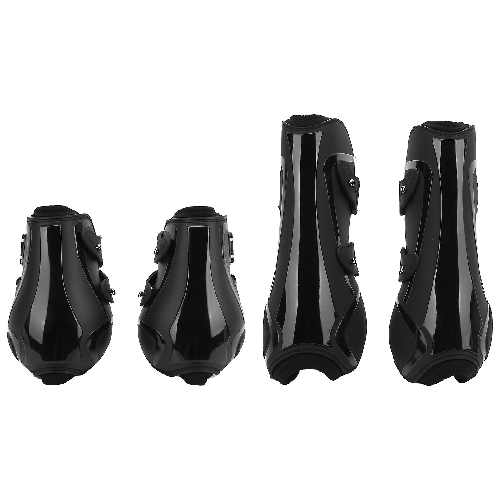 4pcs Horse Leg Protector Pu Shell Breathable Front Hind Horse Leg Boots For Any Weather Conditionsblack M
