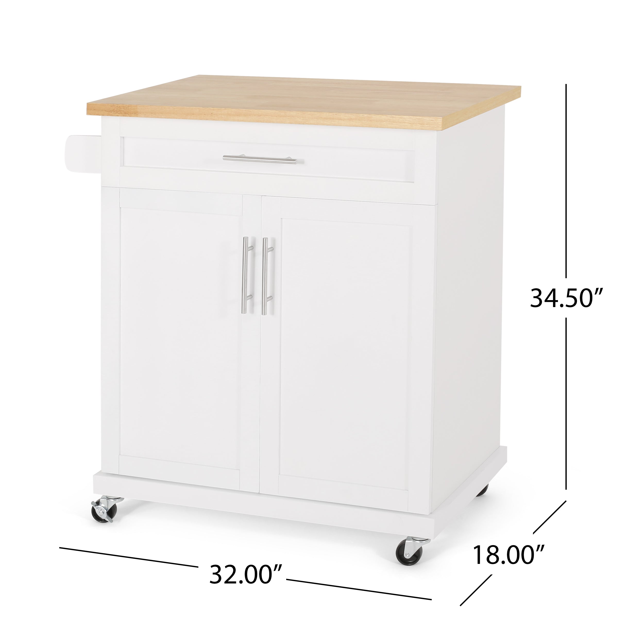 GDF Studio Negley Contemporary Kitchen Cart with Wheels， Natural and White