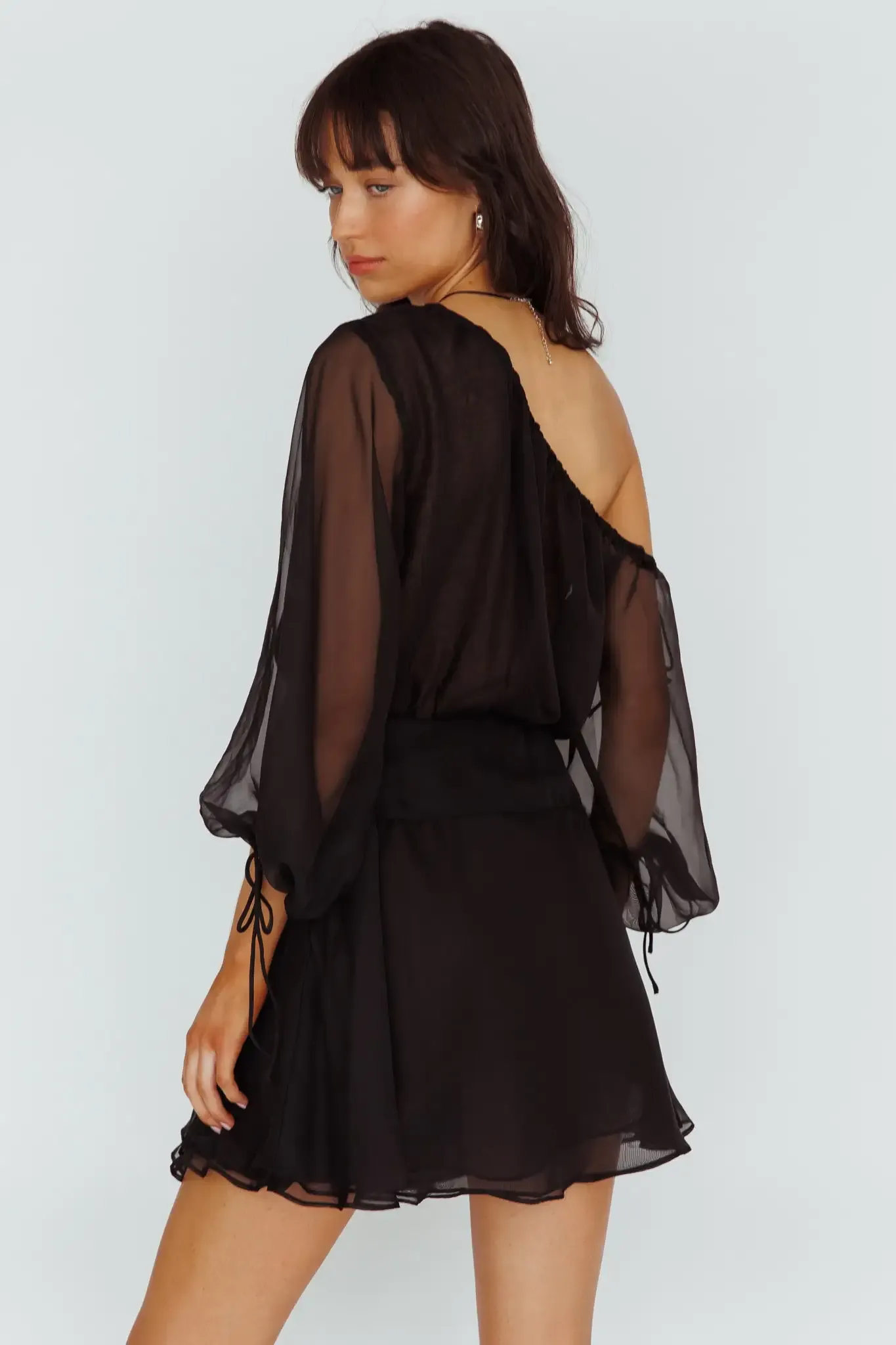 Cloudconsult Mariona Off Shoulder Long Sleeve Mini Dress Black