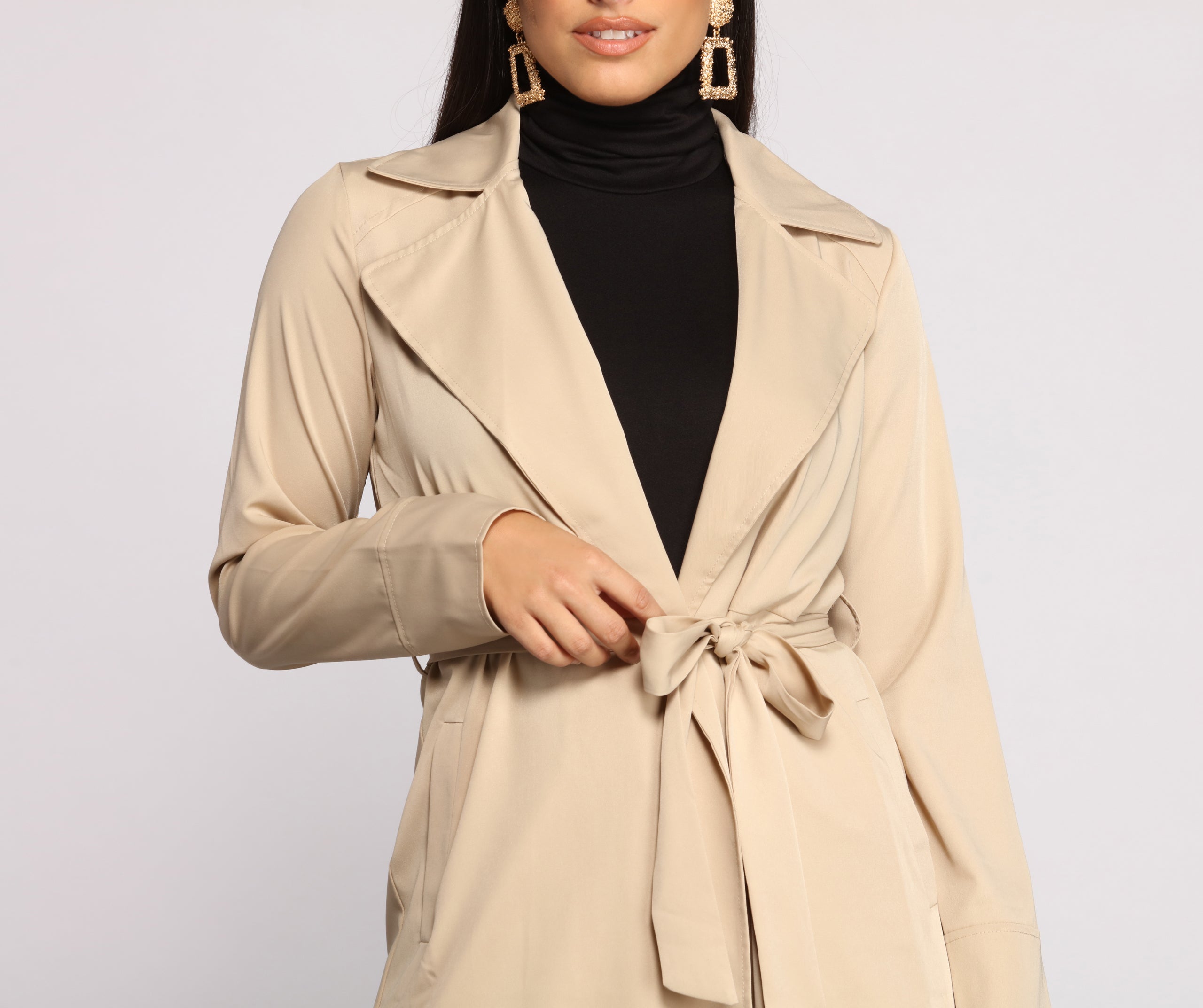 A Chic Moment Tie Front Trench Coat