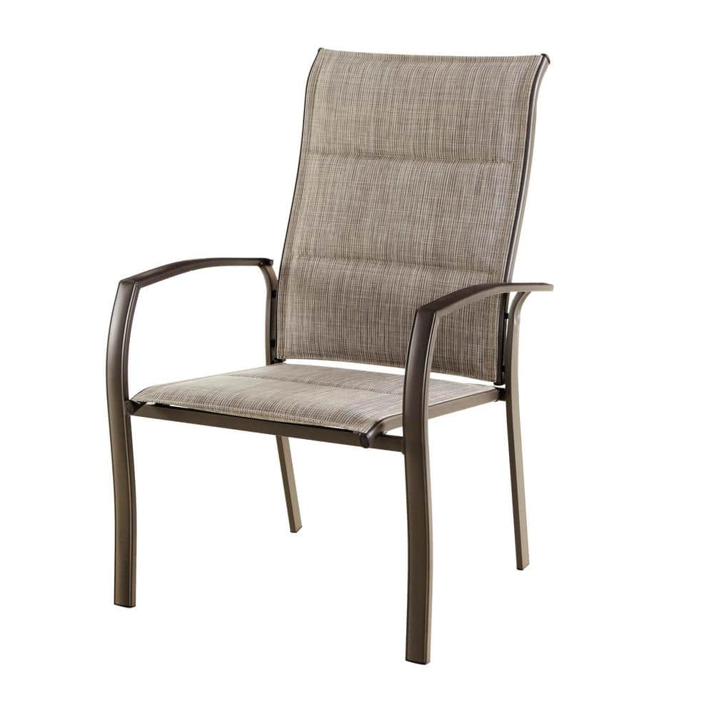 StyleWell Mix and Match Stationary Stackable Steel Sling Oversized Outdoor Patio Dining Chair in Riverbed Taupe FCS60401B-RB