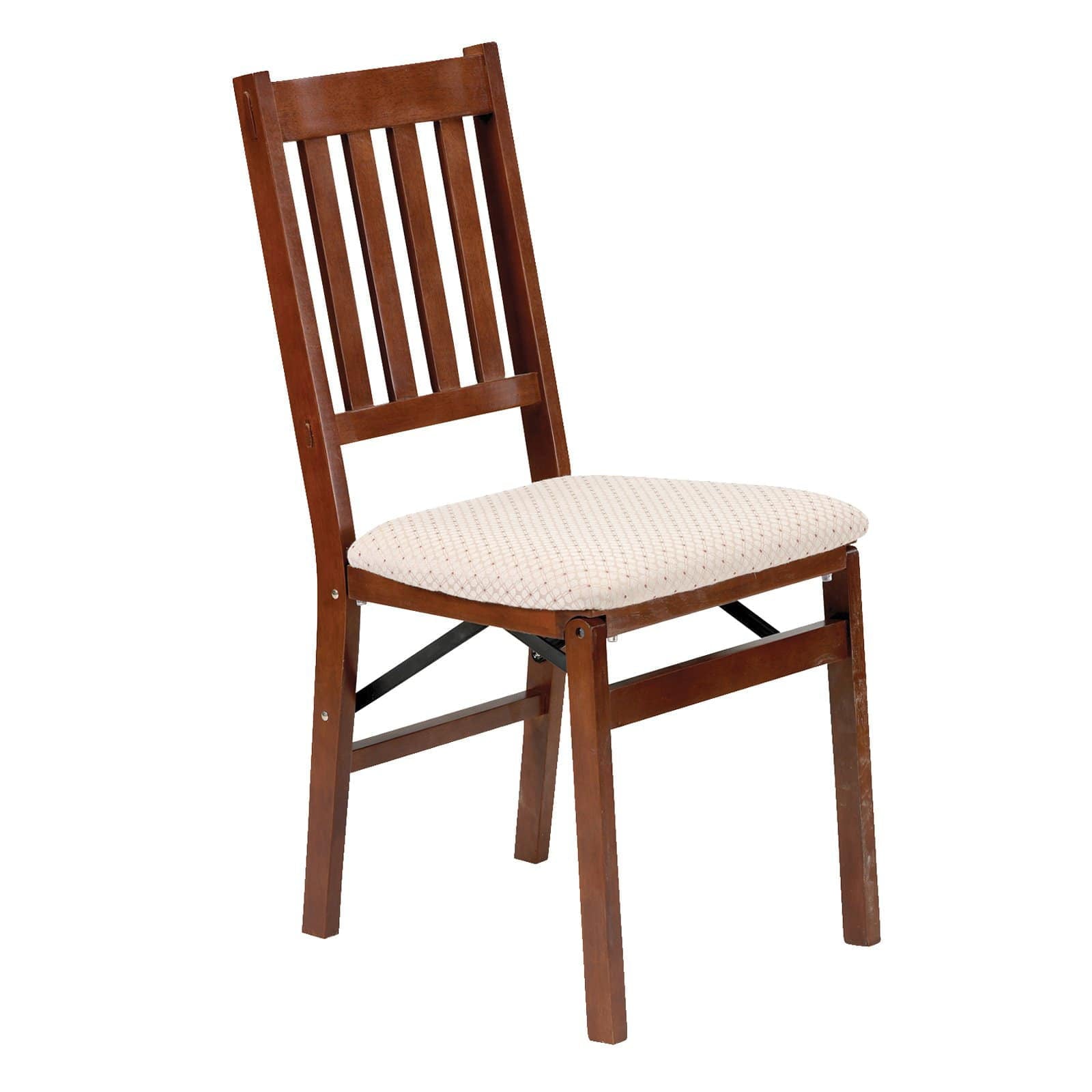 Arts and Craft Harwood folding chair with blush upholstery - Light Cherry