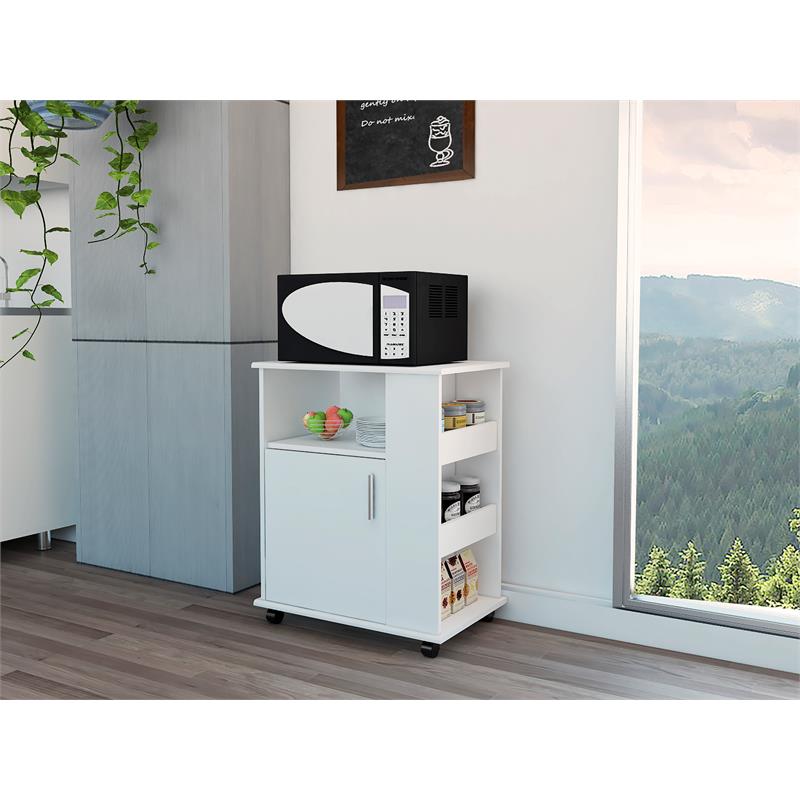 Home Square 2-Piece Set with Wall Cabinet and Kitchen Cart in White