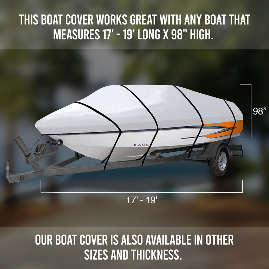 Mockins UV and Water Resistant Trailerable Boat Cover - 17' - 19' x 98