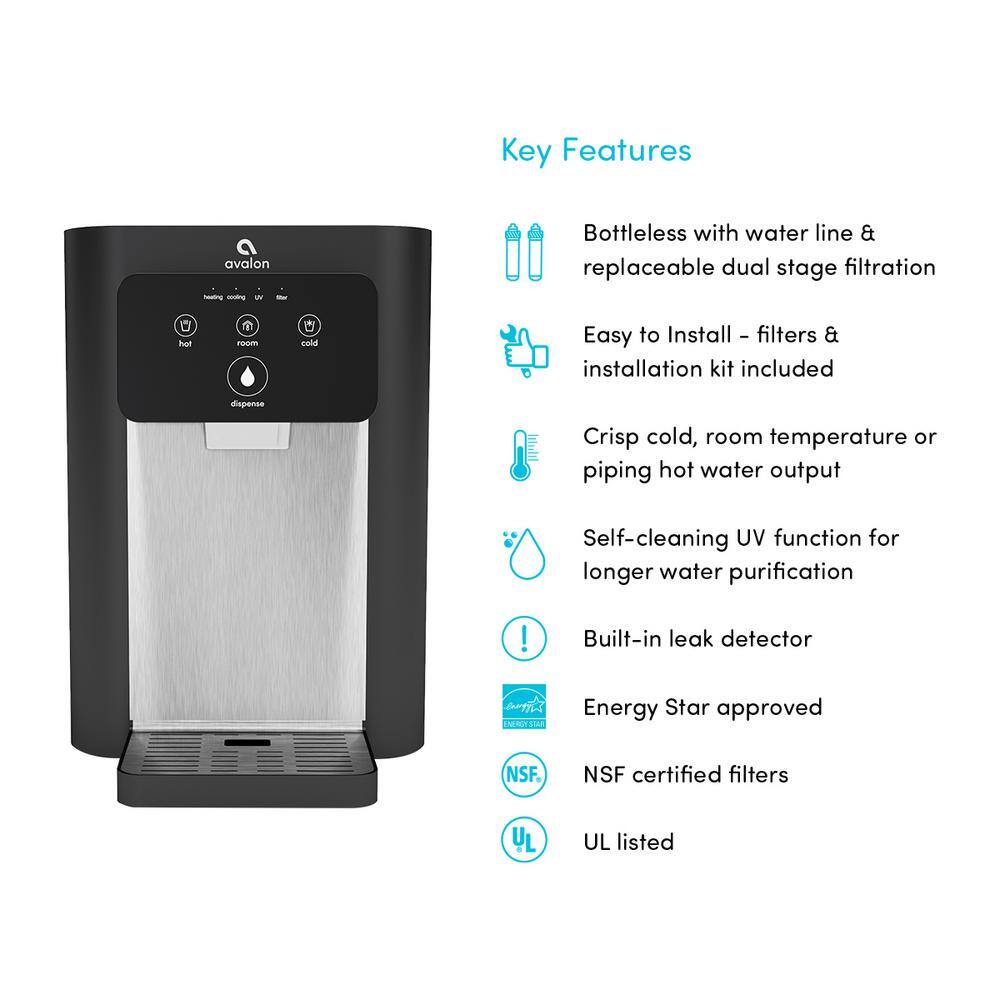 Avalon A9-2 Electric Touch Countertop Bottleless Water Cooler Water Dispenser - 3 Temperatures， UV Cleaning