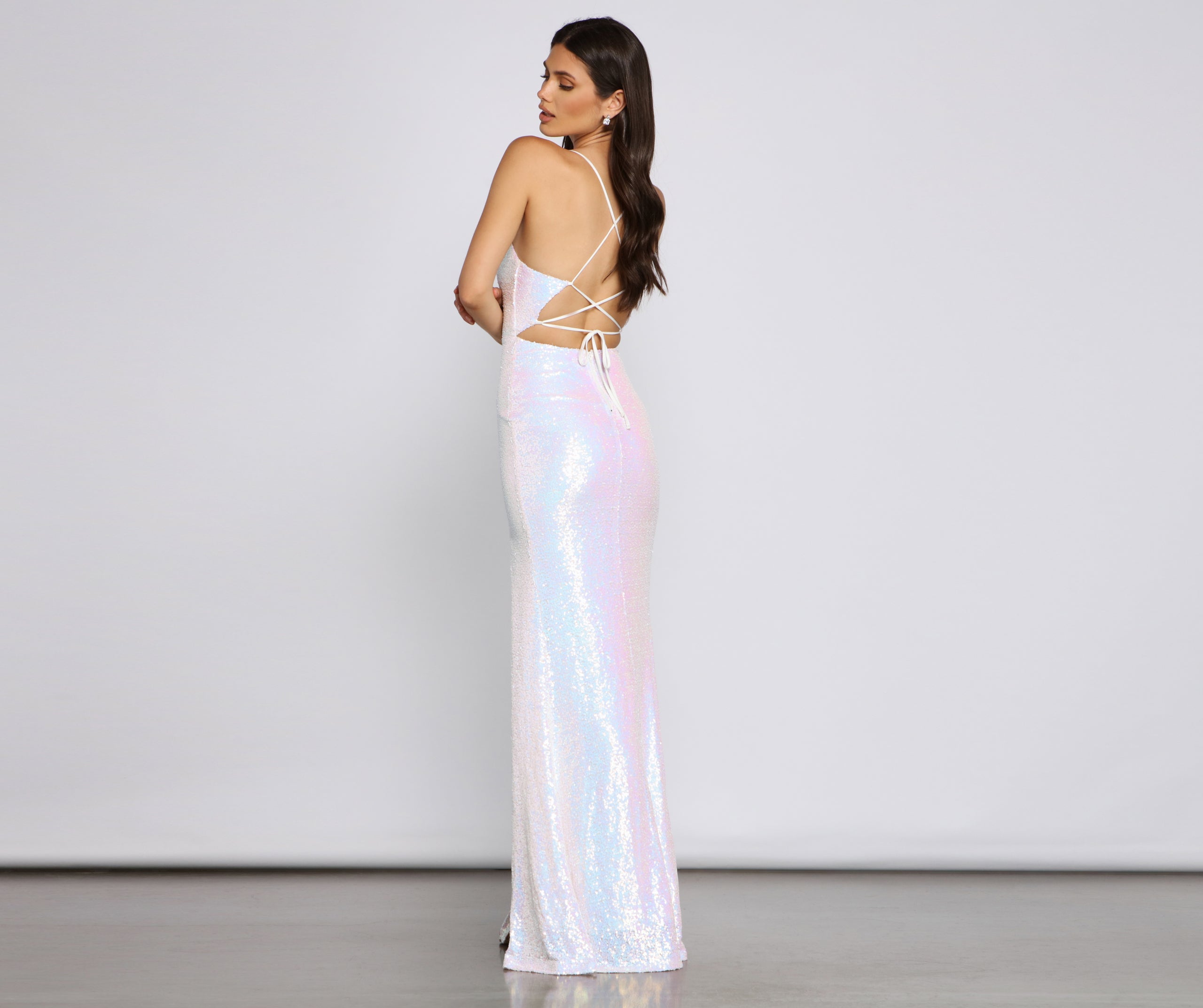 Brenna High-Slit Sequin Mermaid Dress