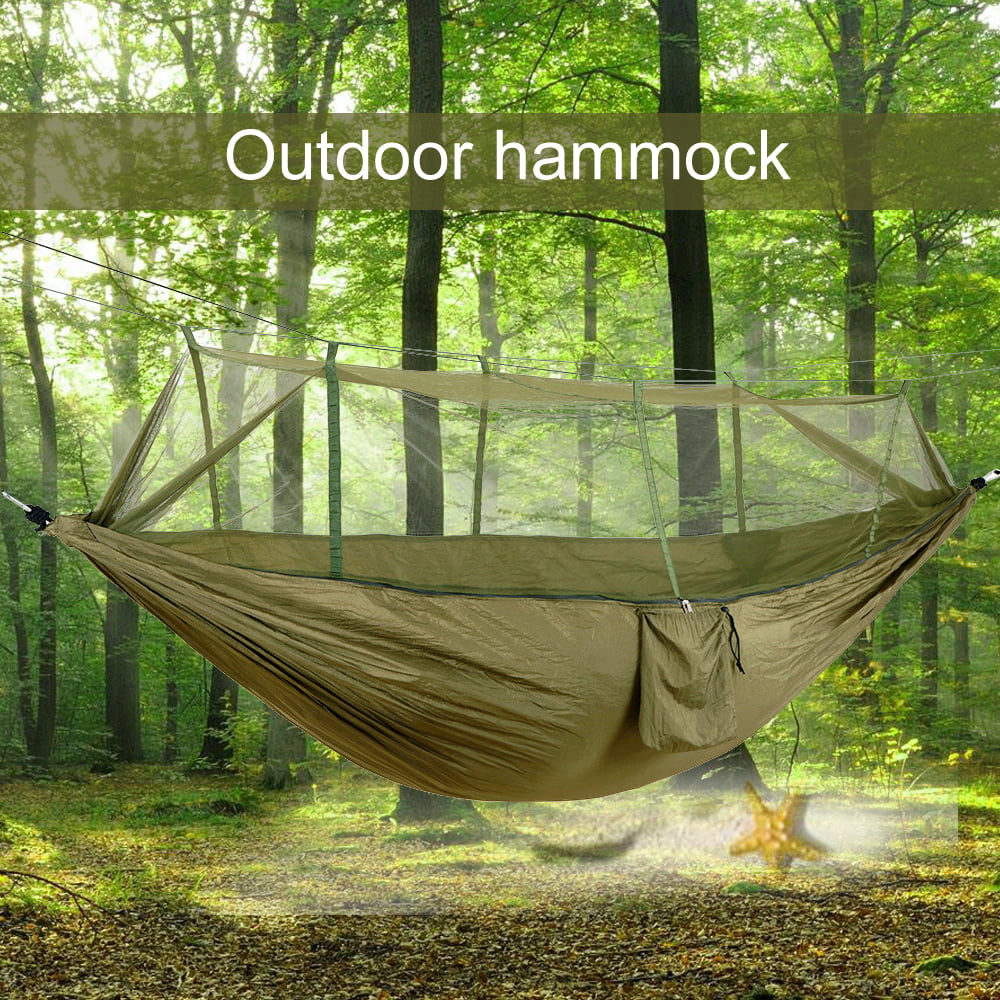 DIDADI 2 IN 1 USE Portable Hammock with Mosquito Net, Double & Single Camping Hammocks, Nylon Hammock Tent for Indoor Backpacking Hiking Travel Backyard Beach
