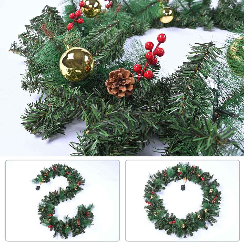 Yescom Pre-lit Christmas Pine Garland with Lights 9ft Battery Operated