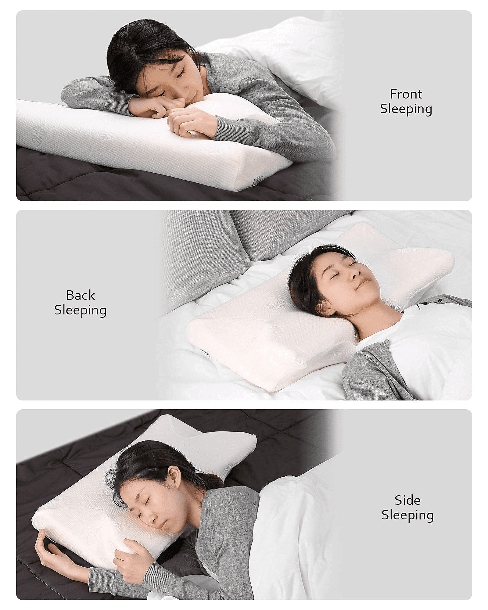 MARNUR Memory Foam Pillow Cervical Orthopedic Pillow, for Side Back Stomach Sleeper, Washable Cover, White