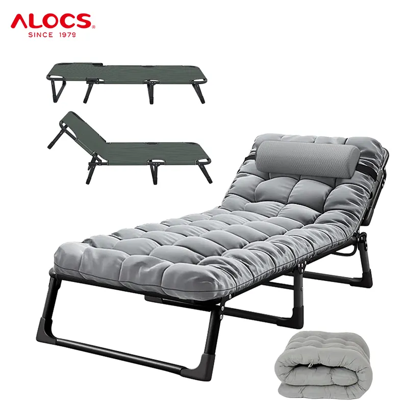 Alocs Lightweight catres para camping Travel Cot Portable Outdoor Folding Custom Size Camping Cot Bed with Mattress