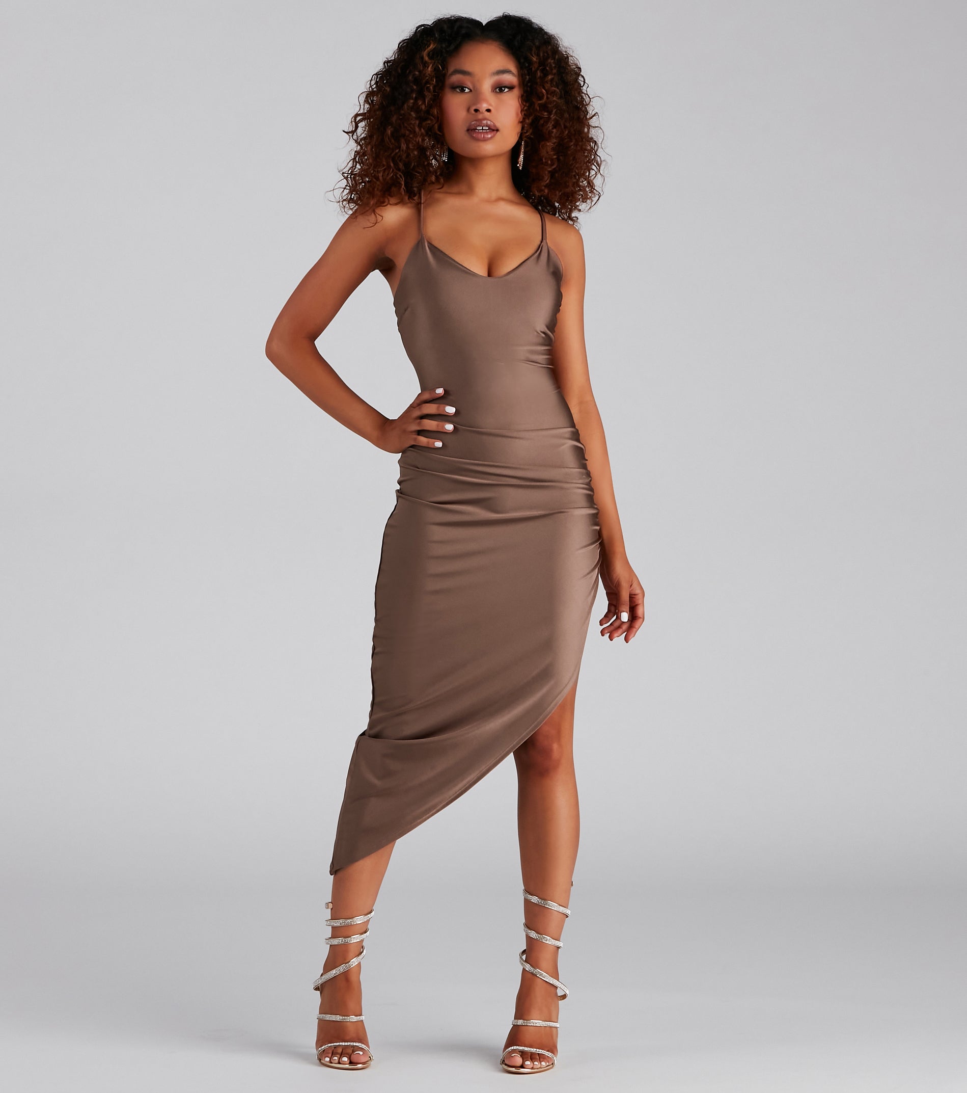 The Minimal High Slit Asymmetrical Midi Dress