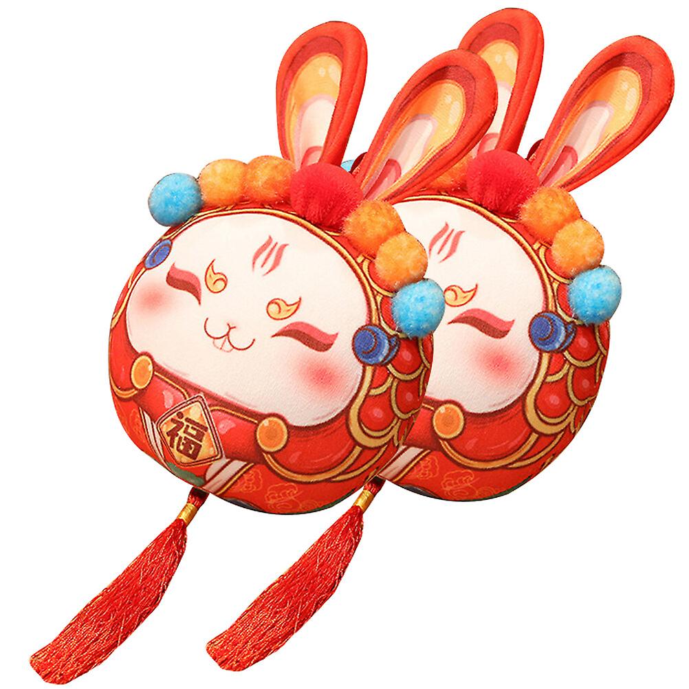 2pcs Stuffed Rabbit Mascot Toy Chinese New Year Rabbit Doll New Year Supplies