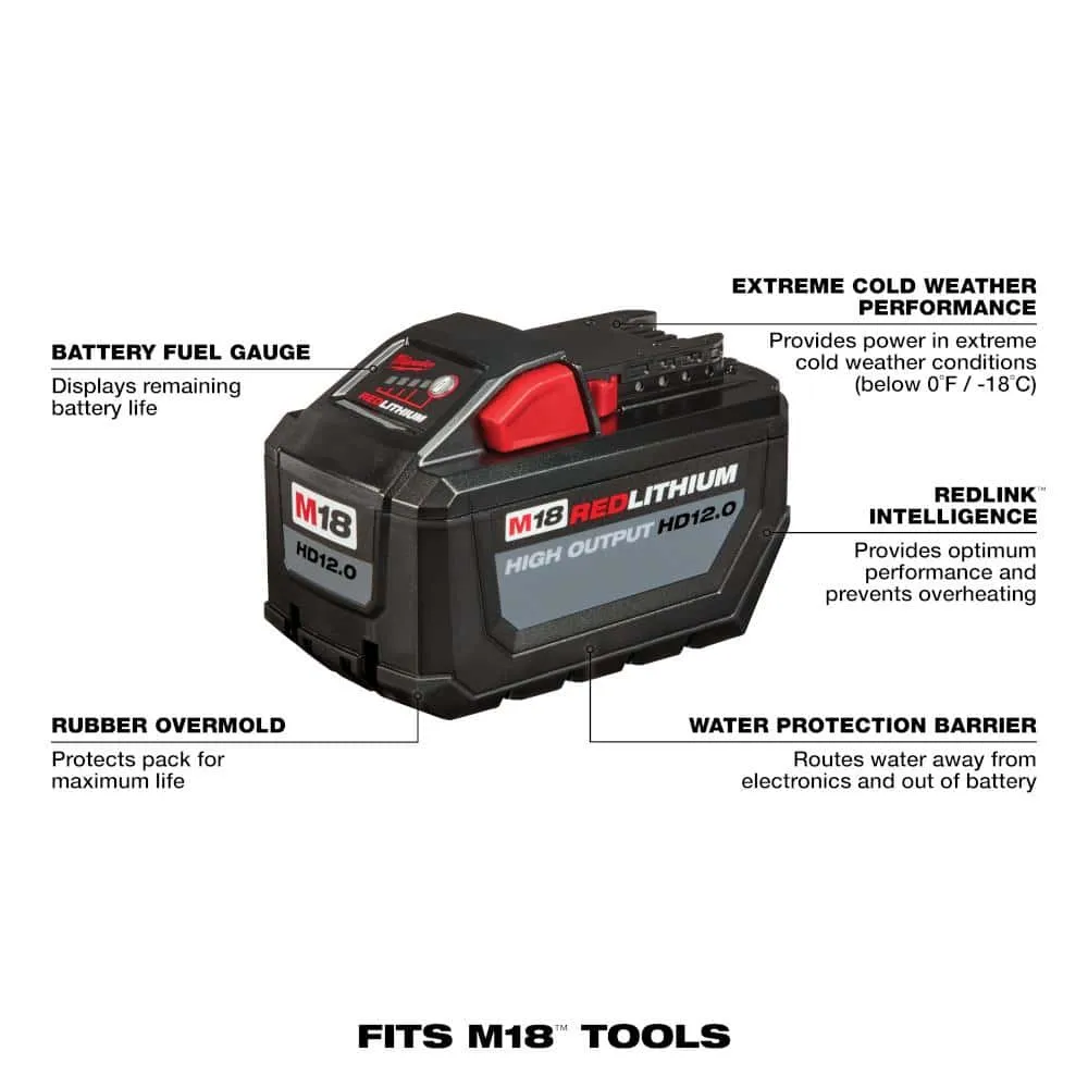 Milwaukee M18 18-Volt Lithium-Ion High Output 12.0Ah Battery Pack 48-11-1812💝 Last Day For Clearance