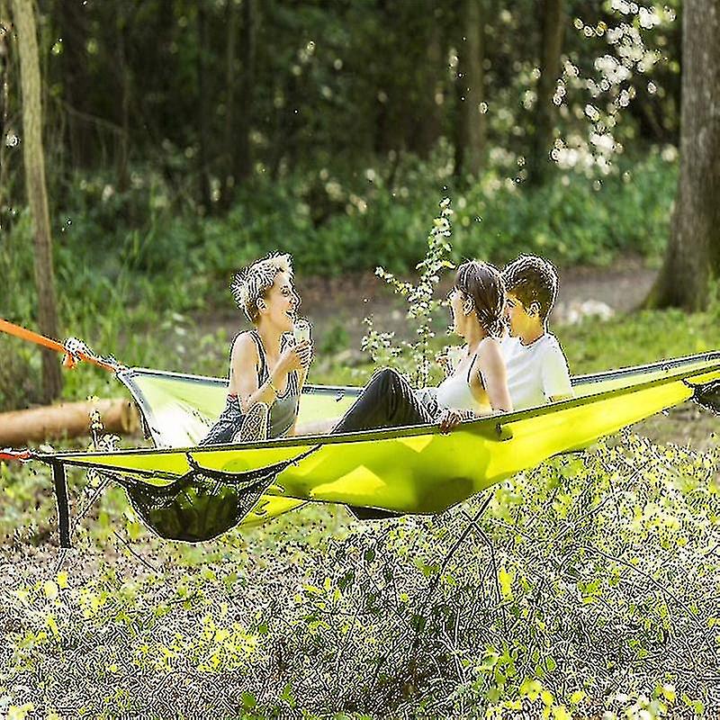 Multi-person Hammock- Patented 3 Point Design Portable Hammock Multi-functional Triangle Aerial Mat Convenient Camping Sleep