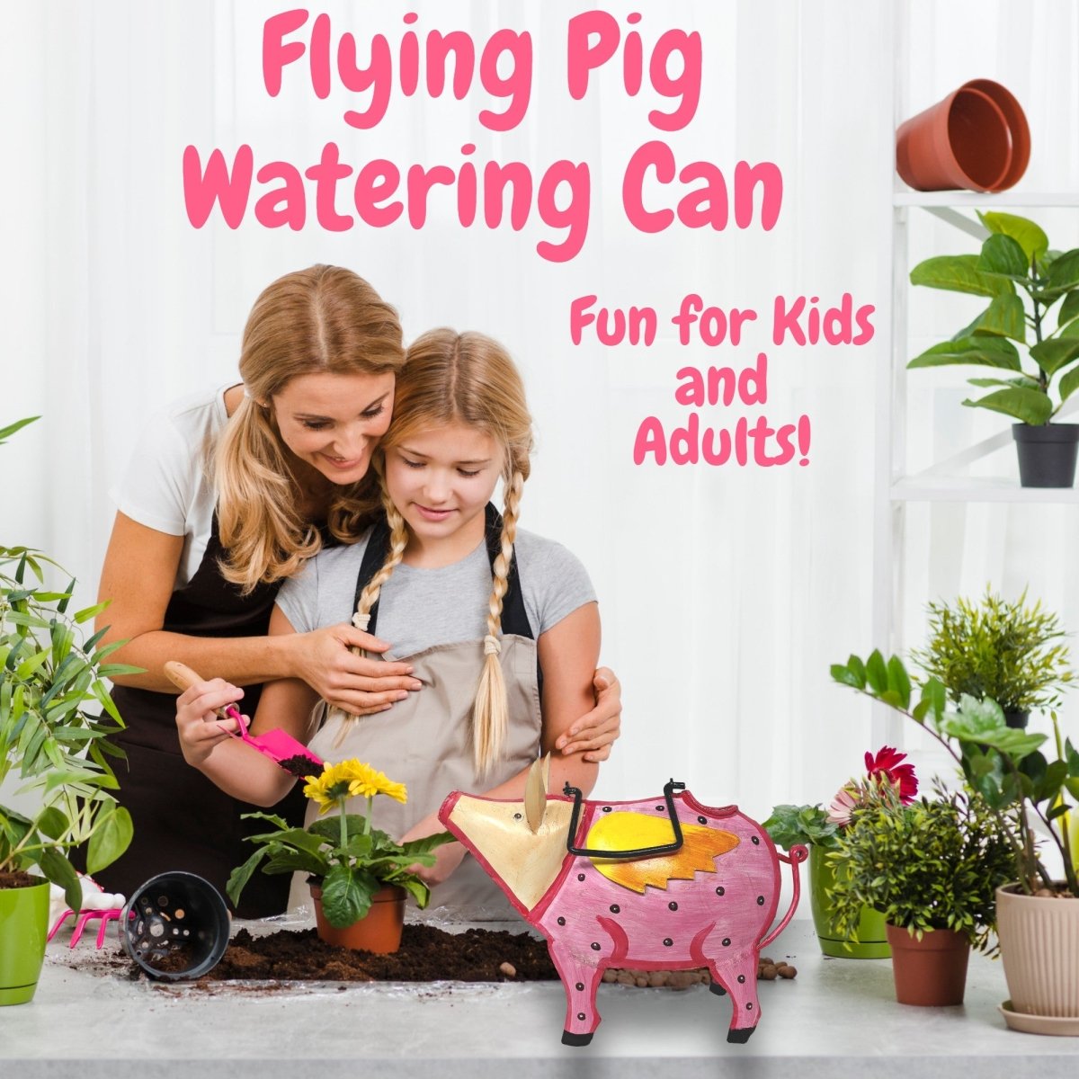 Flying Pig Metal Watering Can