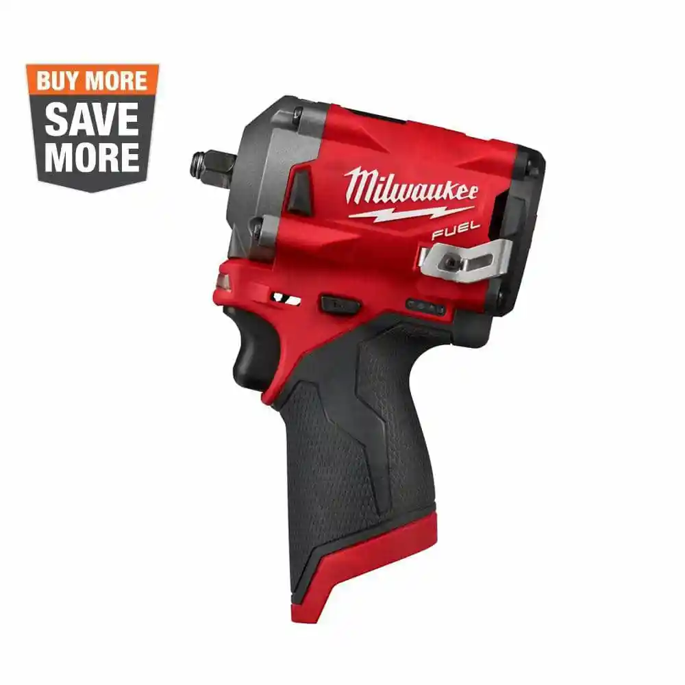 Milwaukee M12 FUEL 12V Lithium-Ion Brushless Cordless Stubby 3/8 in. Impact Wrench (Tool-Only) 2554-20