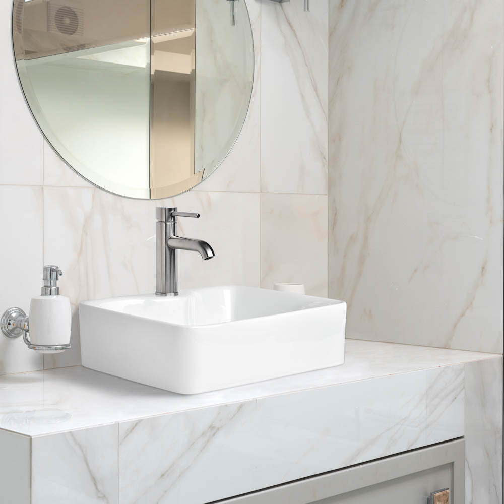 Aquaterior 19x15 Porcelain Bathroom Sink White Lavatory Basin