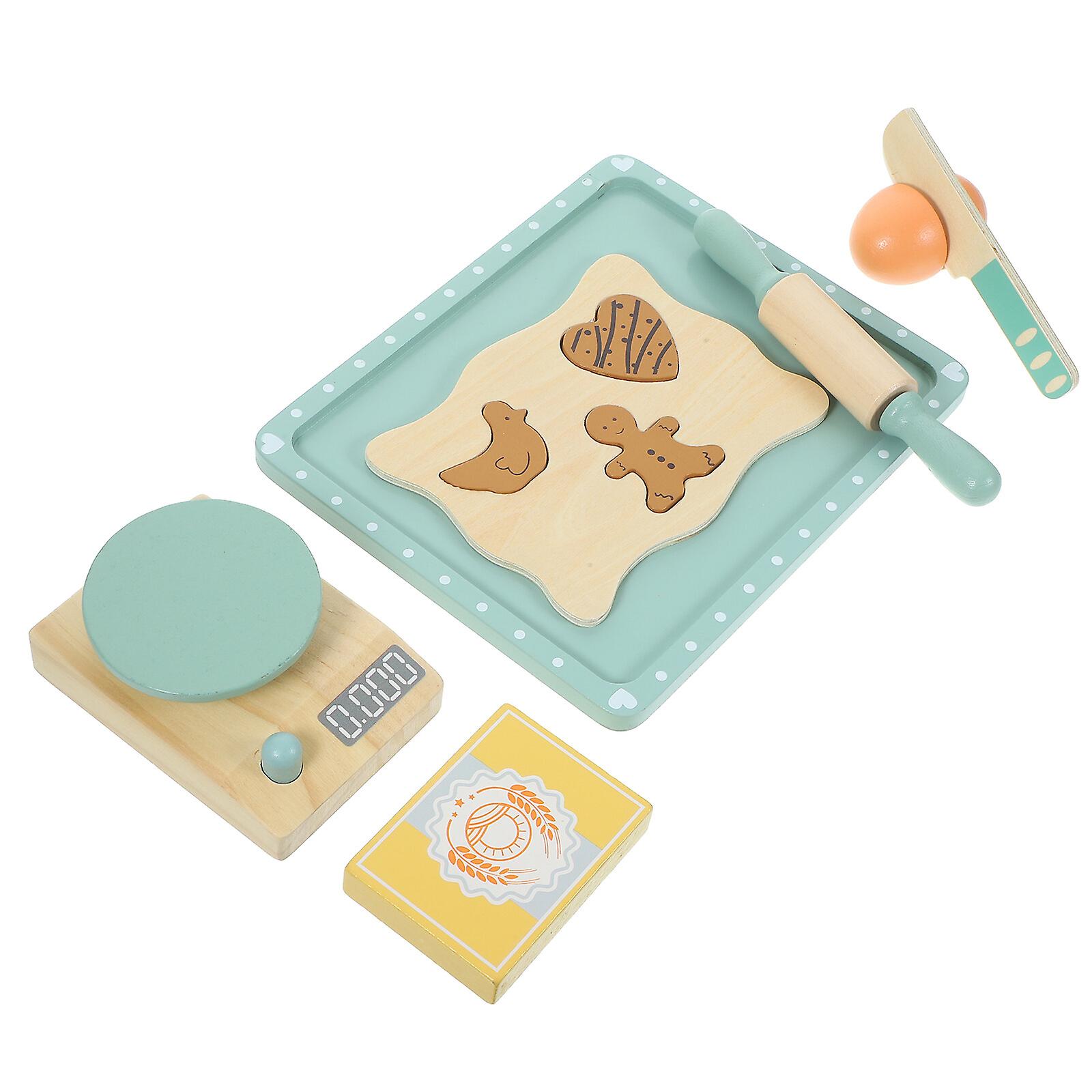 1 Set Of Children's Simulation Baking Biscuit Combination Baking Toys Set Kitchen Wooden Toys