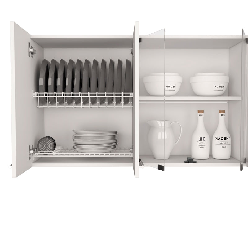 Home Square 2-Piece Set with Wall Cabinet and Kitchen Cart in White