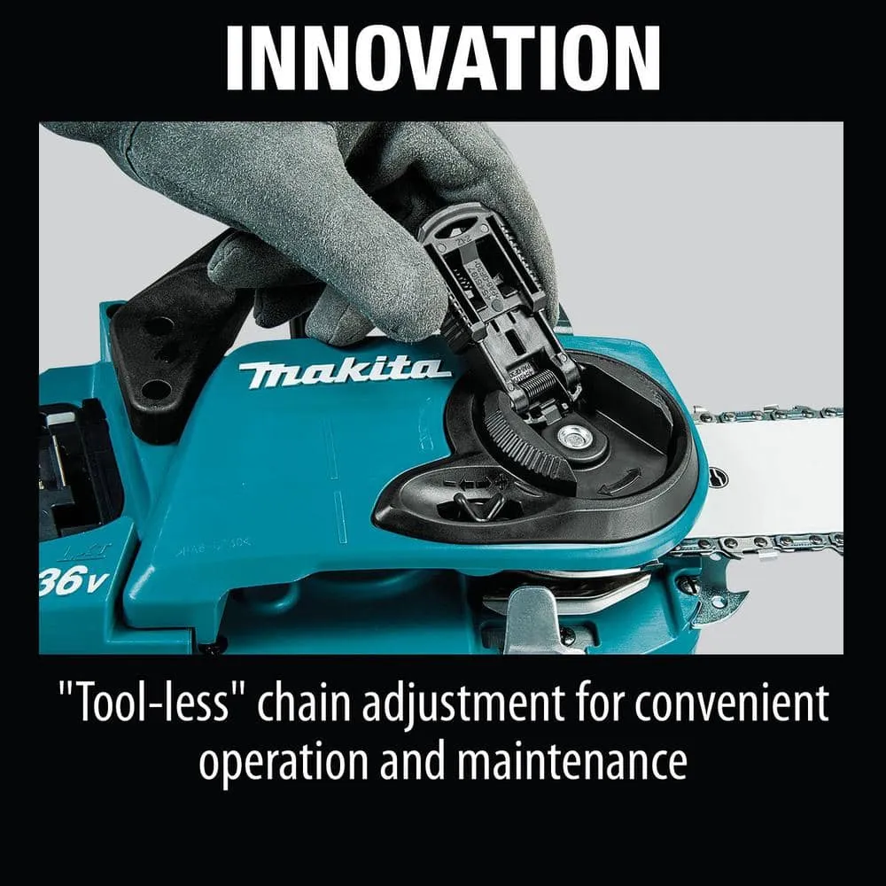 Makita 14 in. 18-Volt X2 (36-Volt) LXT Lithium-Ion Brushless Battery Chain Saw Kit with Four 5.0 Ah Batteries and Charger XCU03PT1