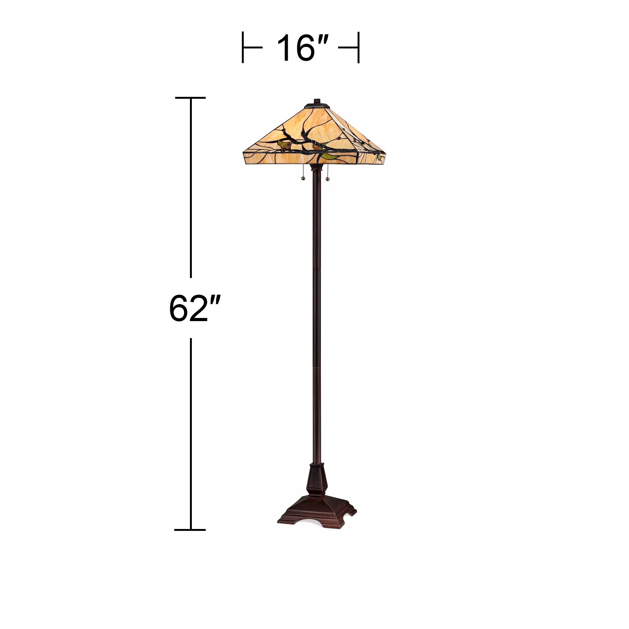 Robert Louis  Mission Floor Lamp 62" Tall Bronze Handcrafted  Style Stained Glass for Living Room Reading Bedroom (Colors May Vary)