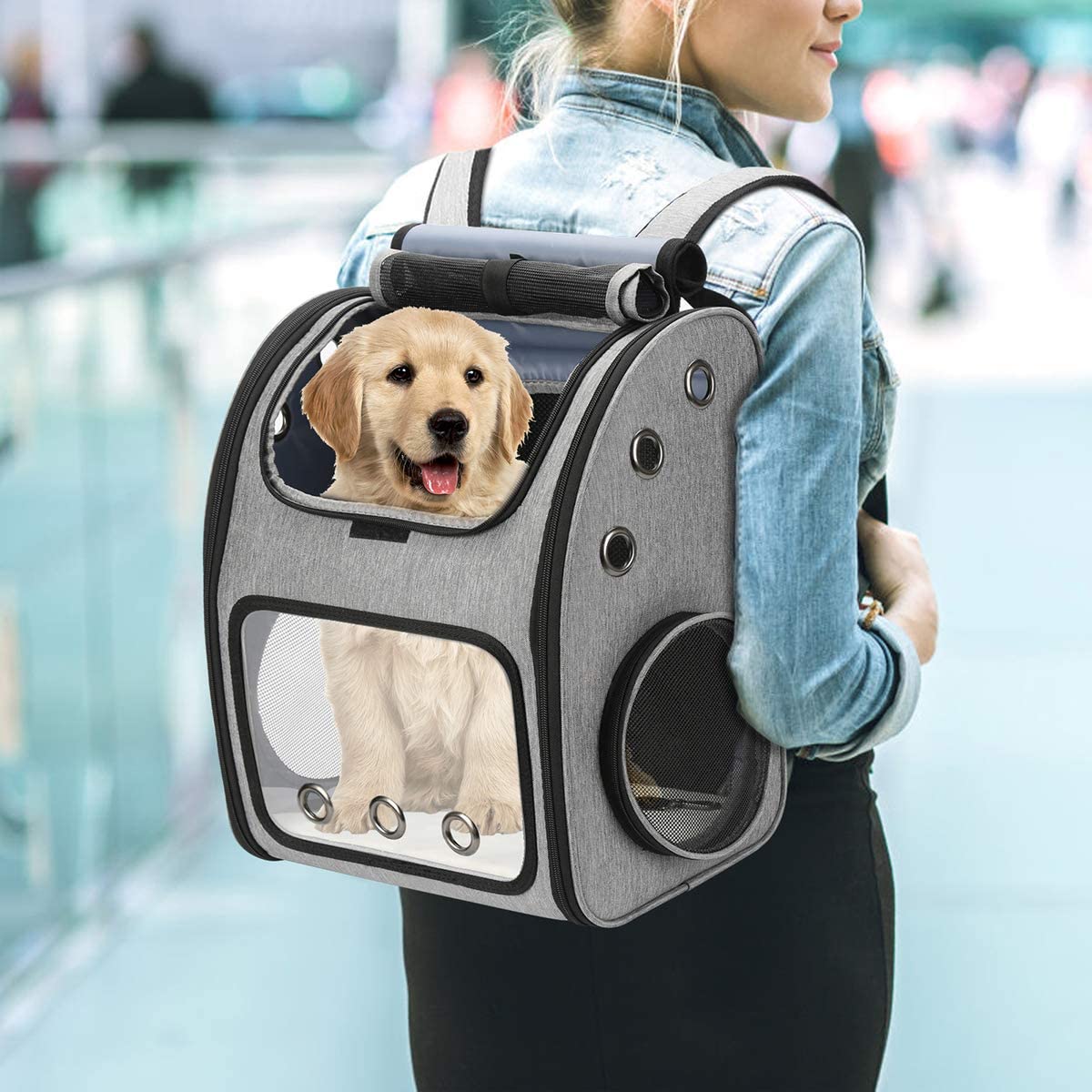 Expandable Pet Carrier Backpack for Cats, Dogs and Small Animals, Portable Pet Travel Carrier, Super Ventilated Design, Airline Approved, Ideal for Traveling/Hiking /Camping