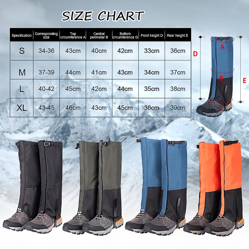 Men And Women Outdoor Plus Velvet Leg Gaiters For Mountaineering Hiking Skiing Tear-proof Adjustable Snow Leg Gaiters Orange S
