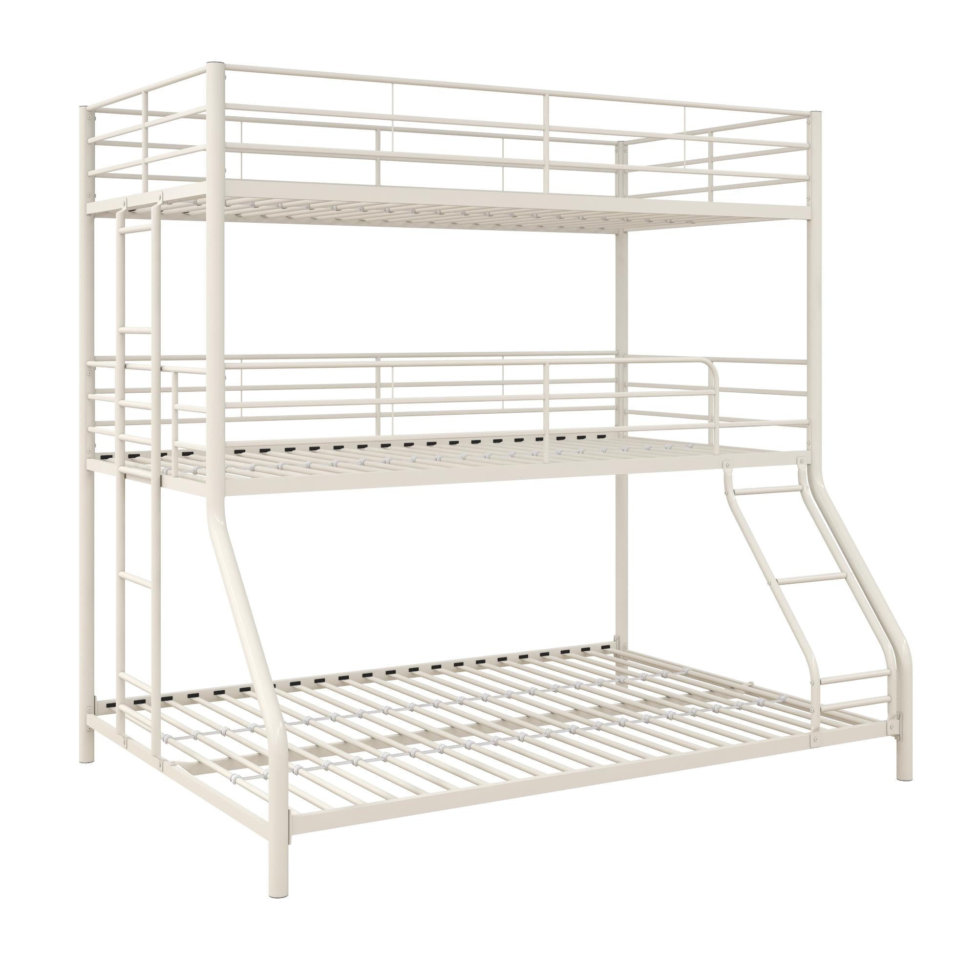 DHP Everleigh Triple Metal Bunk Bed, Twin/Twin/Full, Bed for Kids, Off White