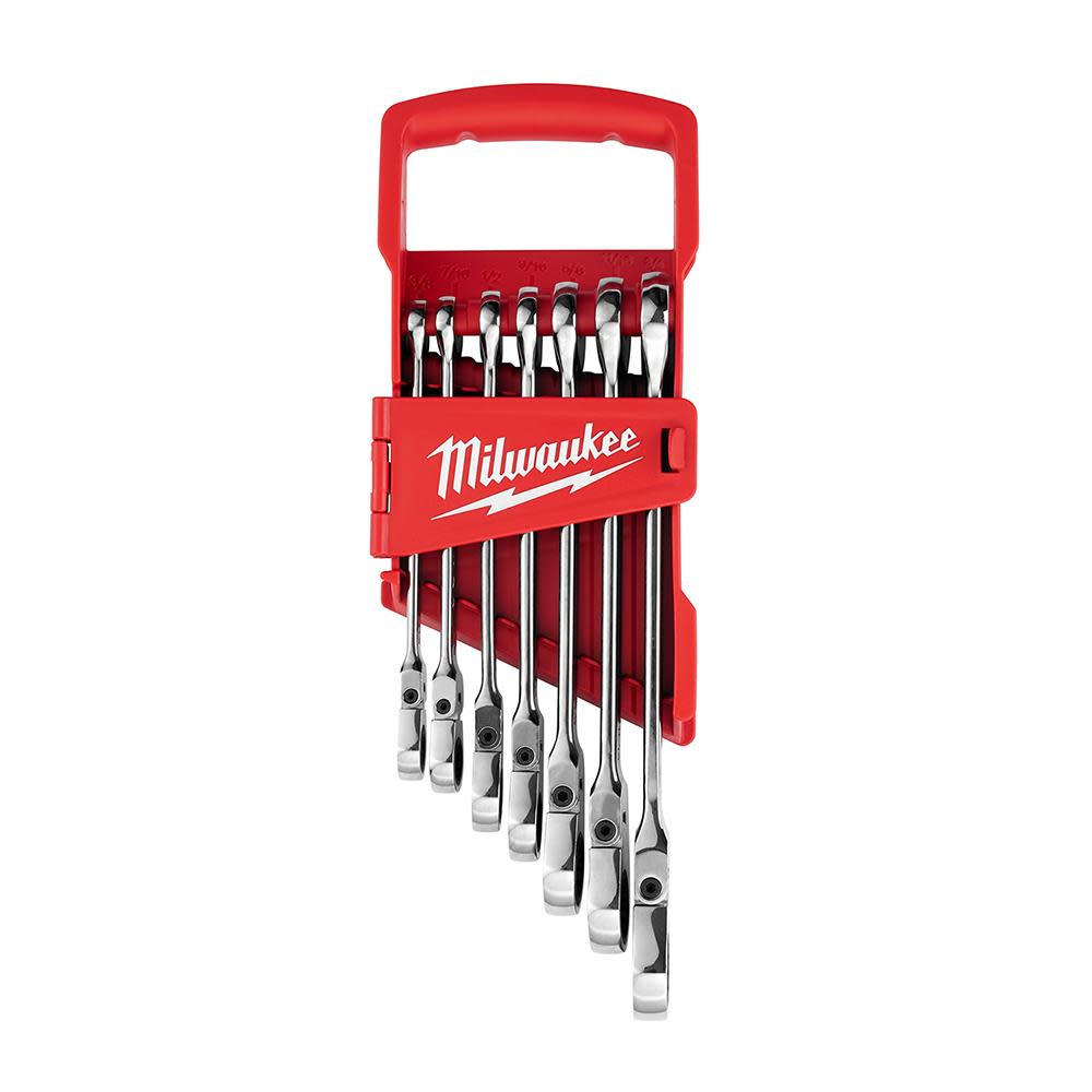 Milwaukee Combination Wrench Set SAE Flex Head Ratcheting 7pc