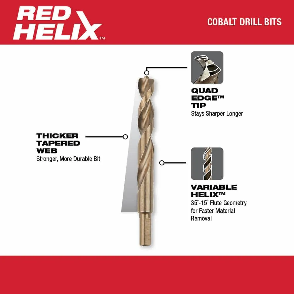 Milwaukee Cobalt Red Helix Drill Bit Set for Drill Drivers (15-Piece) 48-89-2331