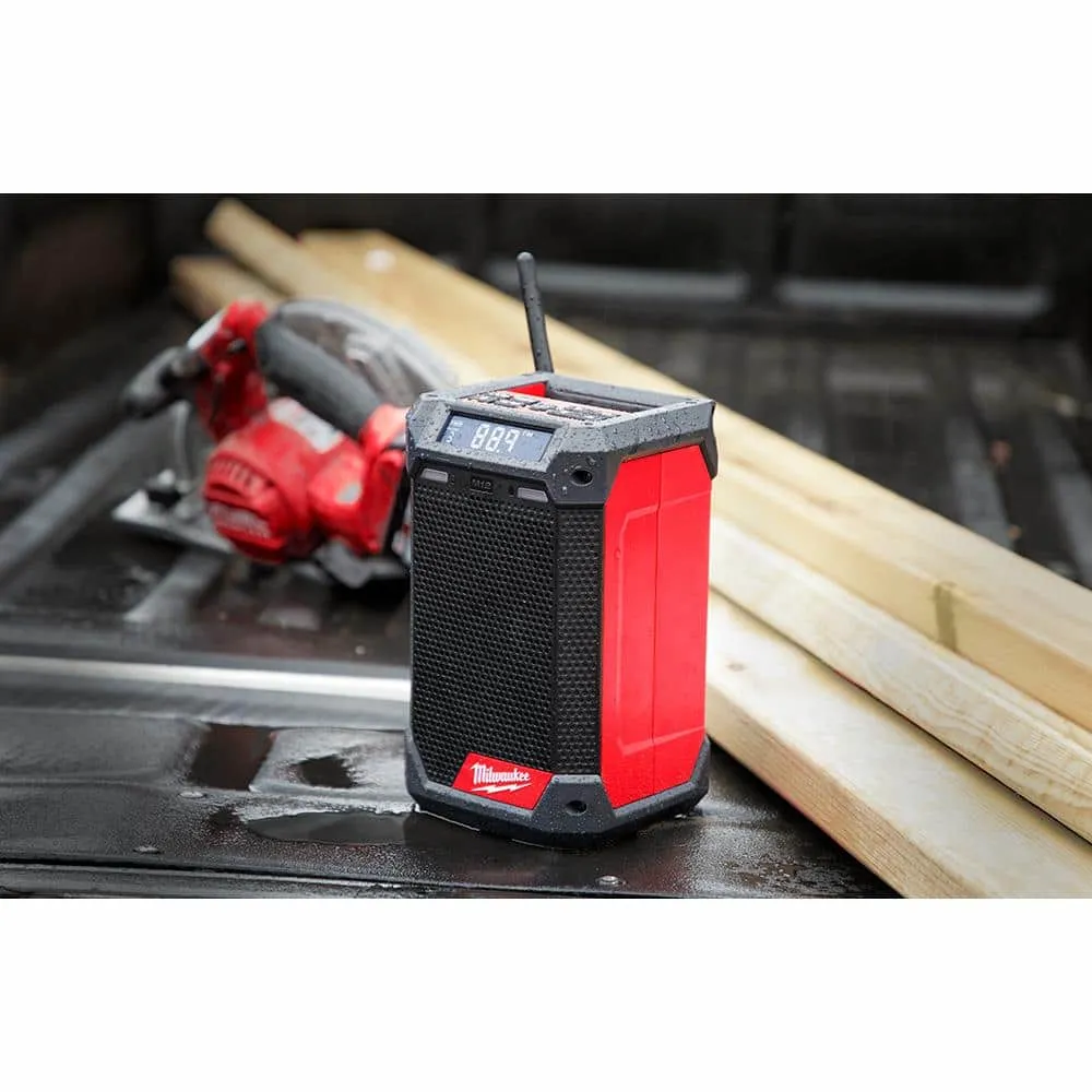 Milwaukee M12 12-Volt Lithium-Ion Cordless Bluetooth/AM/FM Jobsite Radio with Charger with M12 2.0Ah Battery 2951-20-48-11-2420