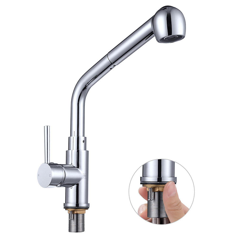 Aquaterior Pull-out Kitchen Sink Faucet 1 Handle Stainless Steel