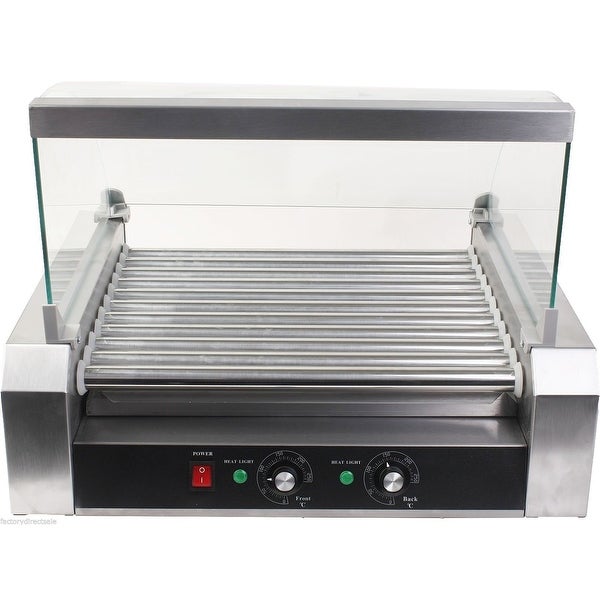 Stainless Steel Commercial 11 Roller Grill and 30 Hot Dog Cooker Machine - 23