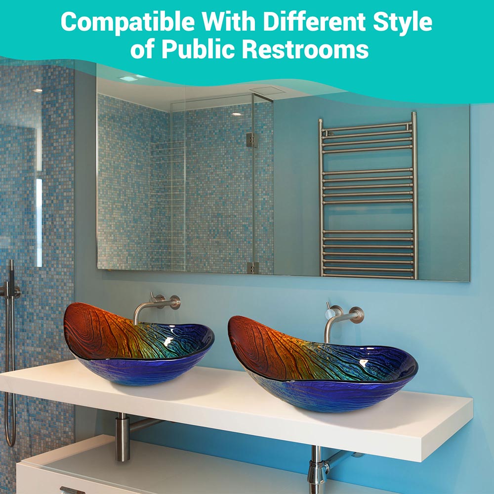 Yescom Teardrop-Shaped Tempered Glass Bathroom Vanity Sink 22x14