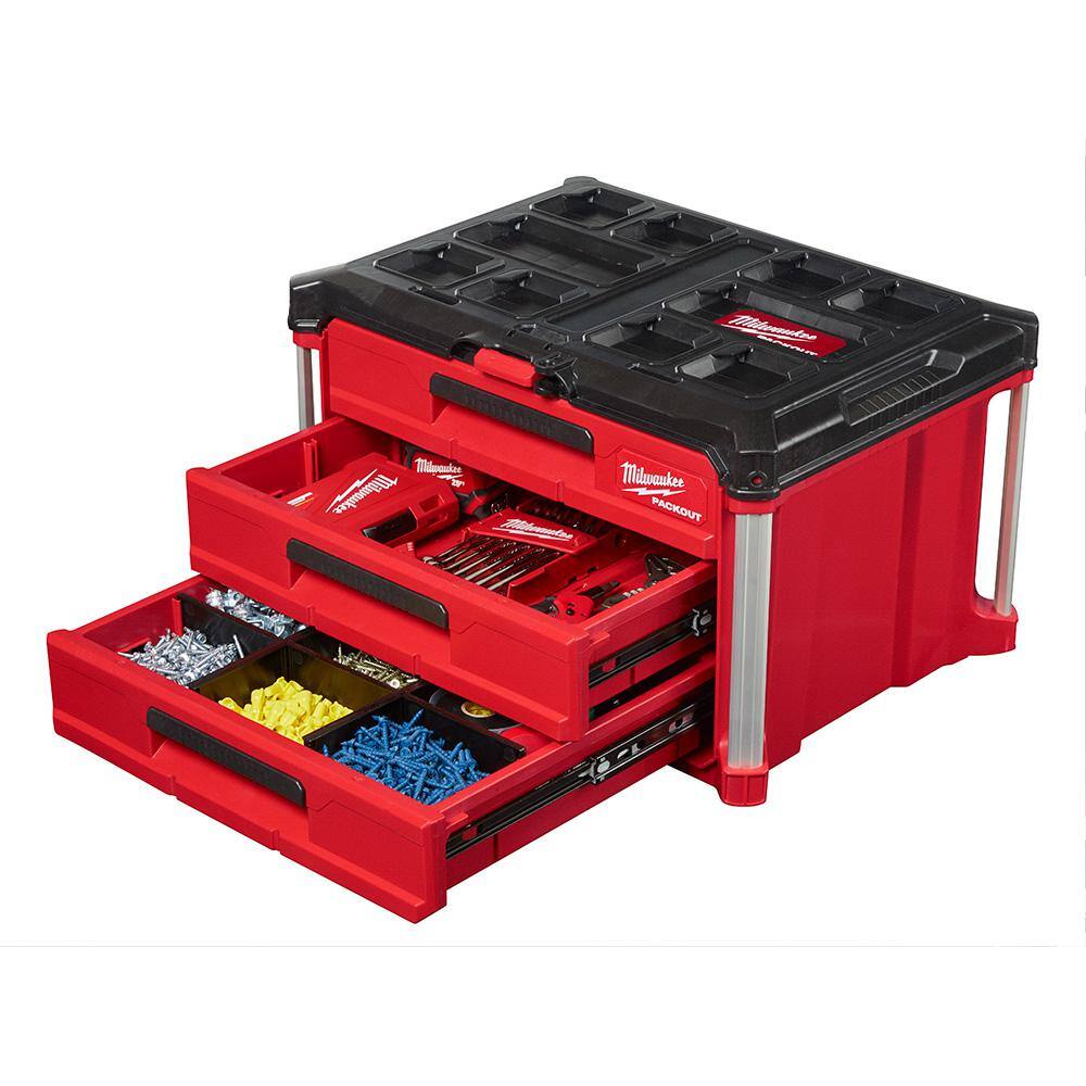 Milwaukee 48-22-8443-8424 PACKOUT 22 in. 3-Drawer and Tool Box