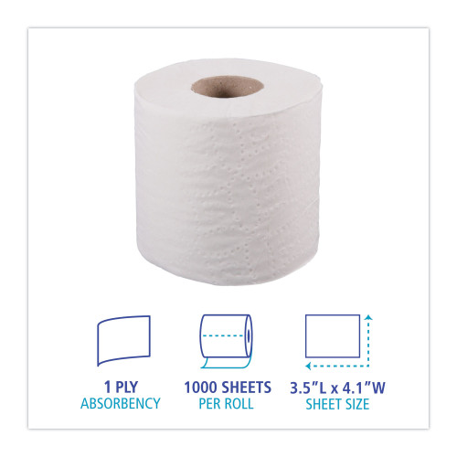 Boardwalk 1-Ply Toilet Tissue， Septic Safe， White， 1，000 Sheets， 96 Rolls/Carton (6170B)