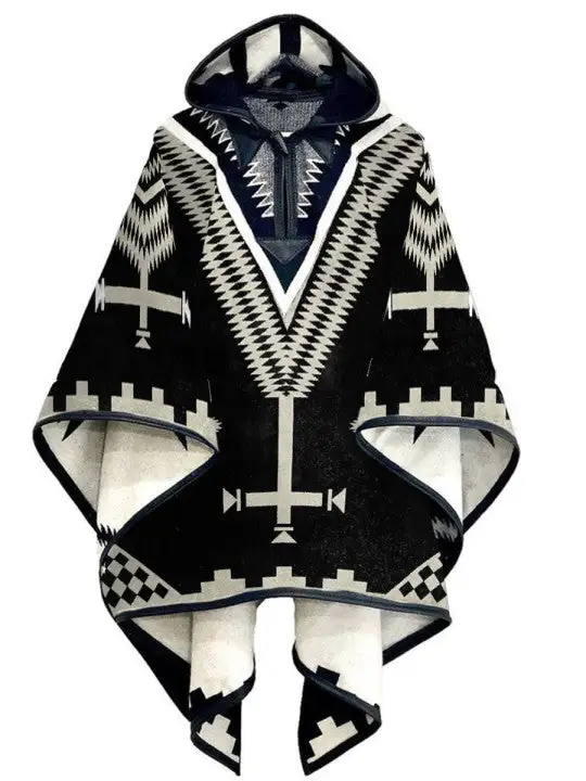 Ethnic Style Casual Geometric Hooded Cloak